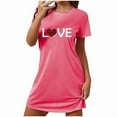 thumbnail image 4 of Sakmal Short Women Moomoo Nightgowns Comfy Pink Mumu Dress Short Sleeve Love Print Nightgowns for Women, 4 of 5