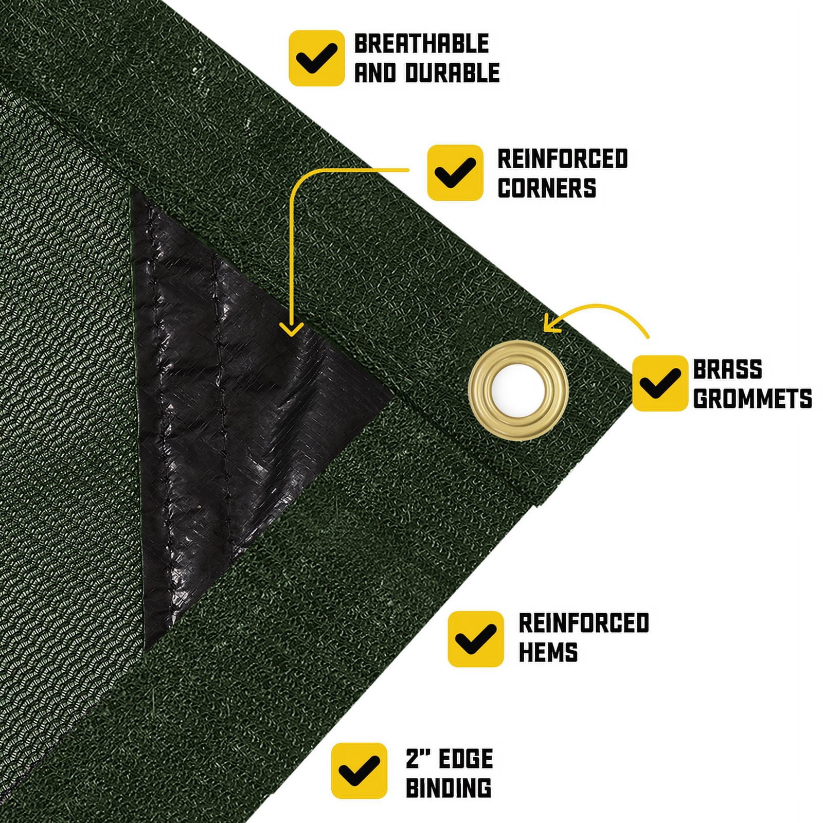Core Tarps 60% Green Shade Cloth with Grommets - 12 X 25 FT Heavy Duty Mesh Tarp - Sun Shade Cloth for Garden Vegetables Plants Greenhouse Outdoors Backyard Fences Dump Trucks Patio Mesh Shade Tarp