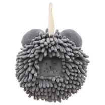 Unique Bargains Chenille Fuzzy Ball Hand Towels Set of 1 for Bathroom Dark Grey