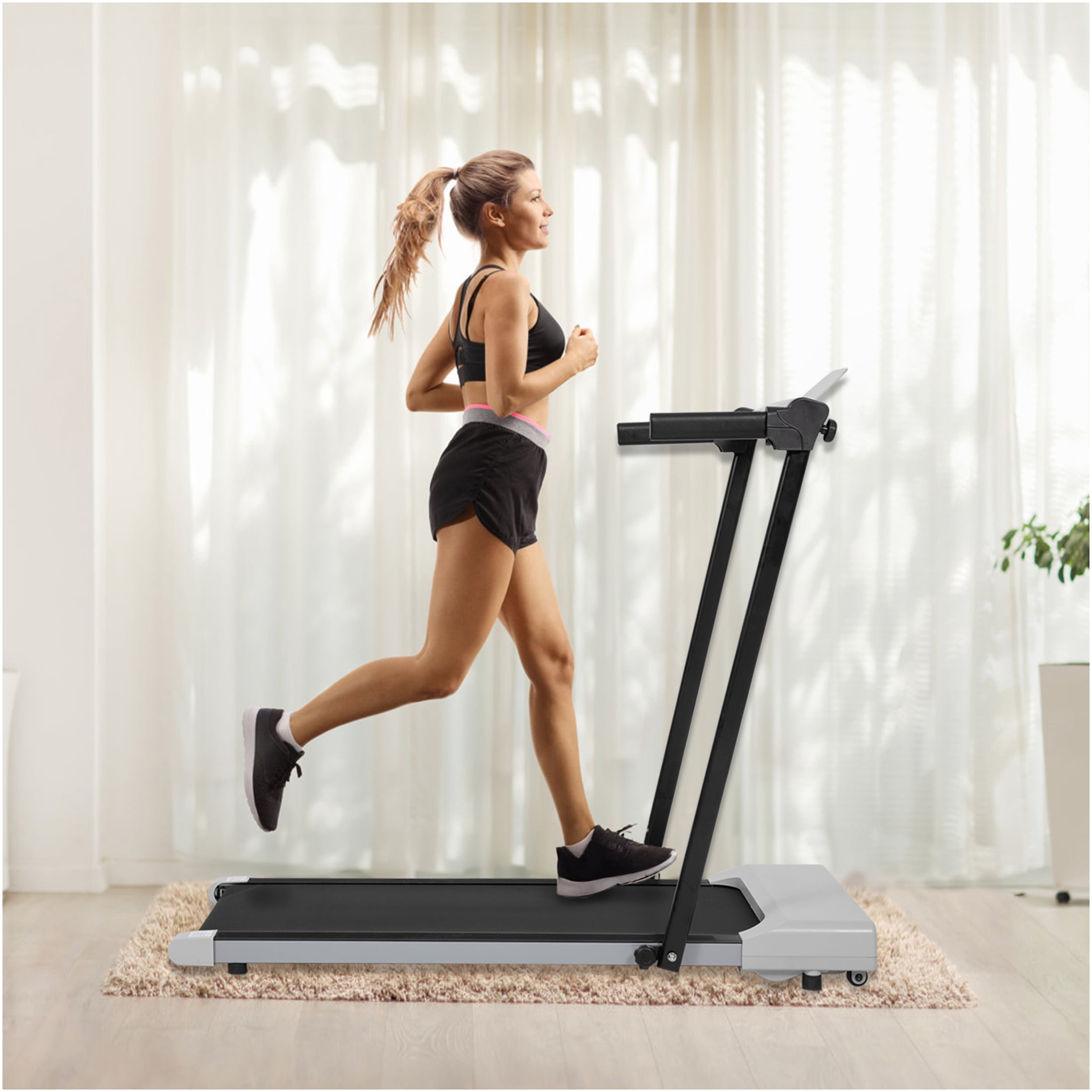 JERFIT Folding Treadmill for Home, 2.25HP Electric Running Machine with LED Display, 7.5MPH, Compact for Walking Jogging Under Desk Office Grey