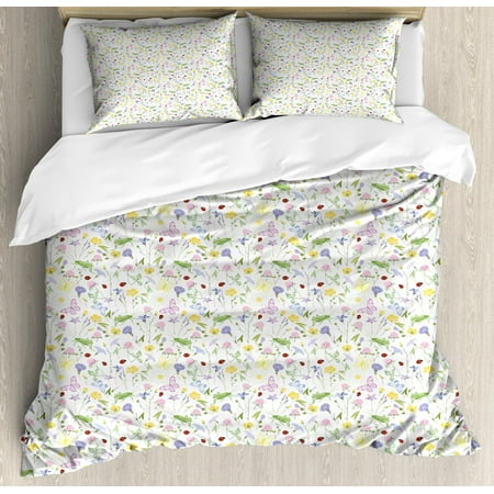 Ladybug Duvet Cover Set Queen Size Erfly Soft Toned Blossom