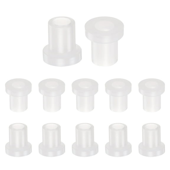 12 Packs Flanged Sleeve Bearings Plastic Bushings 6.1mm Bore x 9.08mm OD x 13.2mm Length Nylon Bushings, White