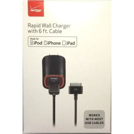 Apple Iphone 3g Wall (Verizon MFI Apple Certified 2.1 AMP Rapid Power Wall Charger For Apple iPhone 4 / 4S, 3G / 3GS iPad 1, 2, 3, & 4, iPod Touch 4th & Nano)