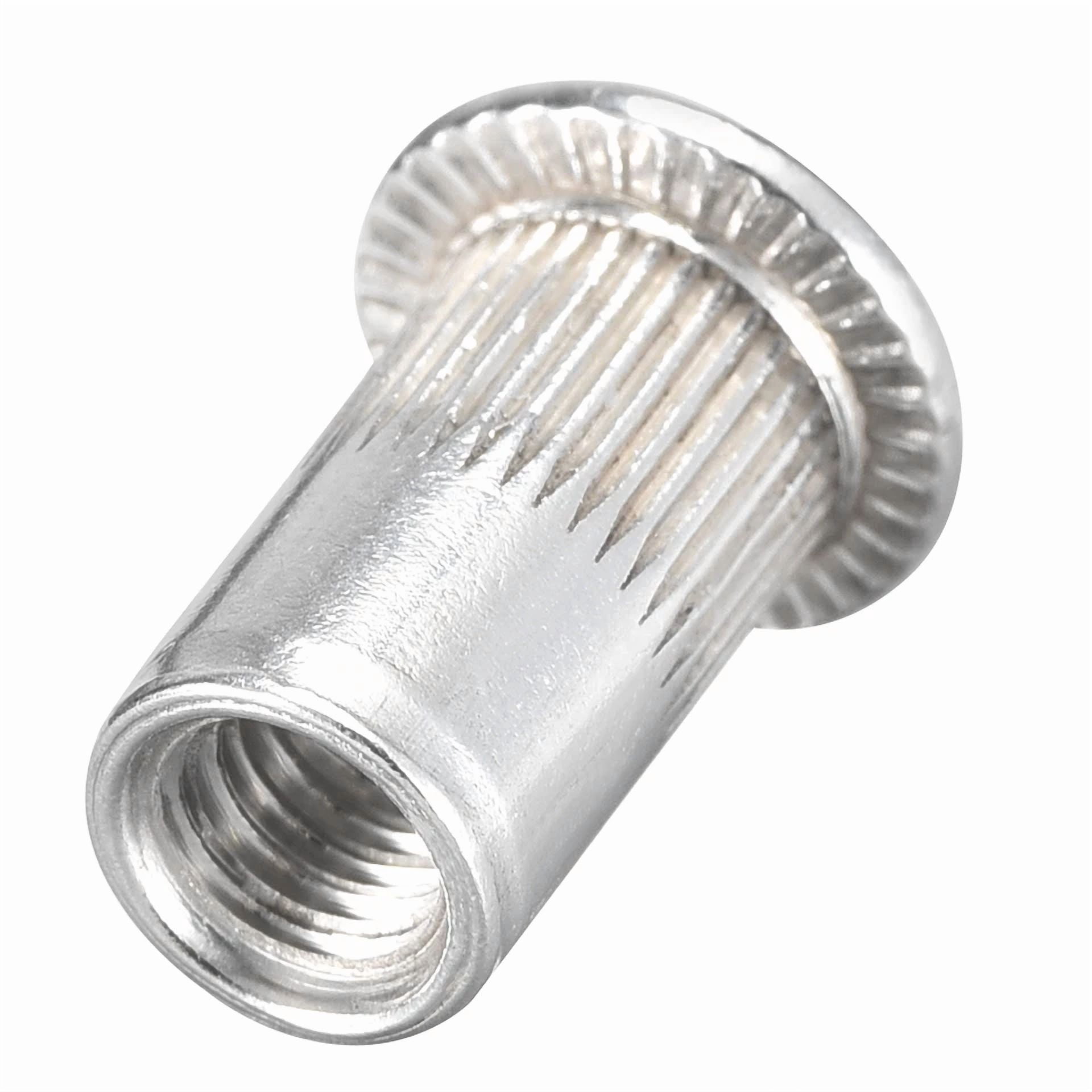 CIRCLE- 100 Pcs #10-32 Rivet Nuts Threaded Insert Nut Aluminium Alloy Knurled Flat Head