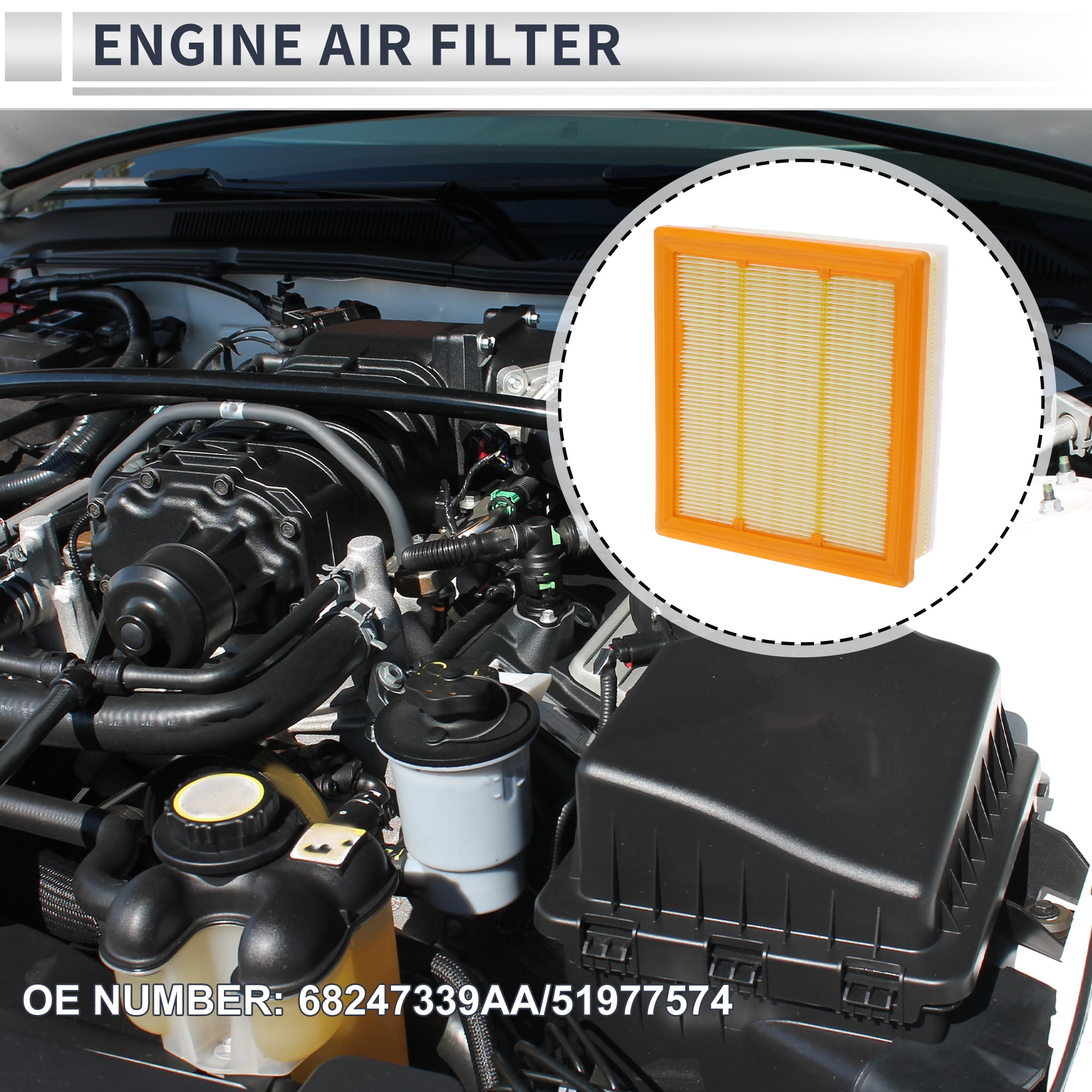 Unique Bargains 1pc Engine Air Filter for Jeep Compass 2017-2022 No.68247339AA/51977574