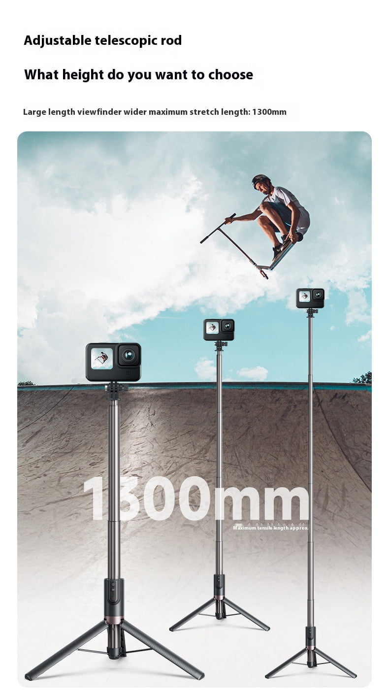 Bigcan 1.3M Bluetooth Selfie Stick Tripod with Remote – 3-in-1 Extendable Camera & Phone Stand, Aluminum Alloy, 40m Wireless Control, 360° Rotation, for GoPro Hero 11/10/9 & Smartphones