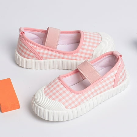 

Girls Boys Plaid Print Breathable Lightweight Comfy Outdoor Non Slip Walking Shoes For Toddler Spring And Summer