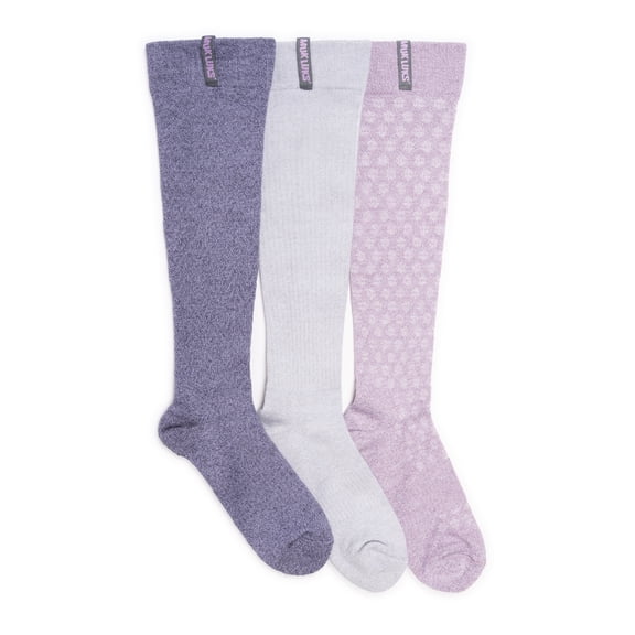 MUK LUKS Women's 3 Pair Pack Wide Compression Knee High Bamboo Socks