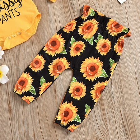 

Cathalem Mint Baby Blankets for Girls Sunflower Print Toddler Outfits Set Baby Tops+Pants+Hairband Mommy Baby Matching Shoes Childrenscostume Yellow 12-18 Months