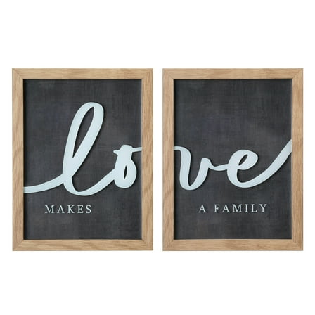 Crystal Art Gallery Love Makes A Family Typography Print, Black and White