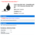 thumbnail image 2 of Front Lower Ball Joint - Compatible with 2011 - 2019 Chevy Silverado 3500 HD 2012 2013 2014 2015 2016 2017 2018, 2 of 2