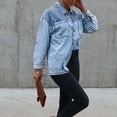 thumbnail image 6 of Denim Jackets for Women Oversized Button Down Long Sleeve Shacket Collared Casual Jean Shirts with Pockets Trendy Loose Dressy Fashion Work Blouses Streetwear Orders Placed By Me To Be Delivered, 6 of 8