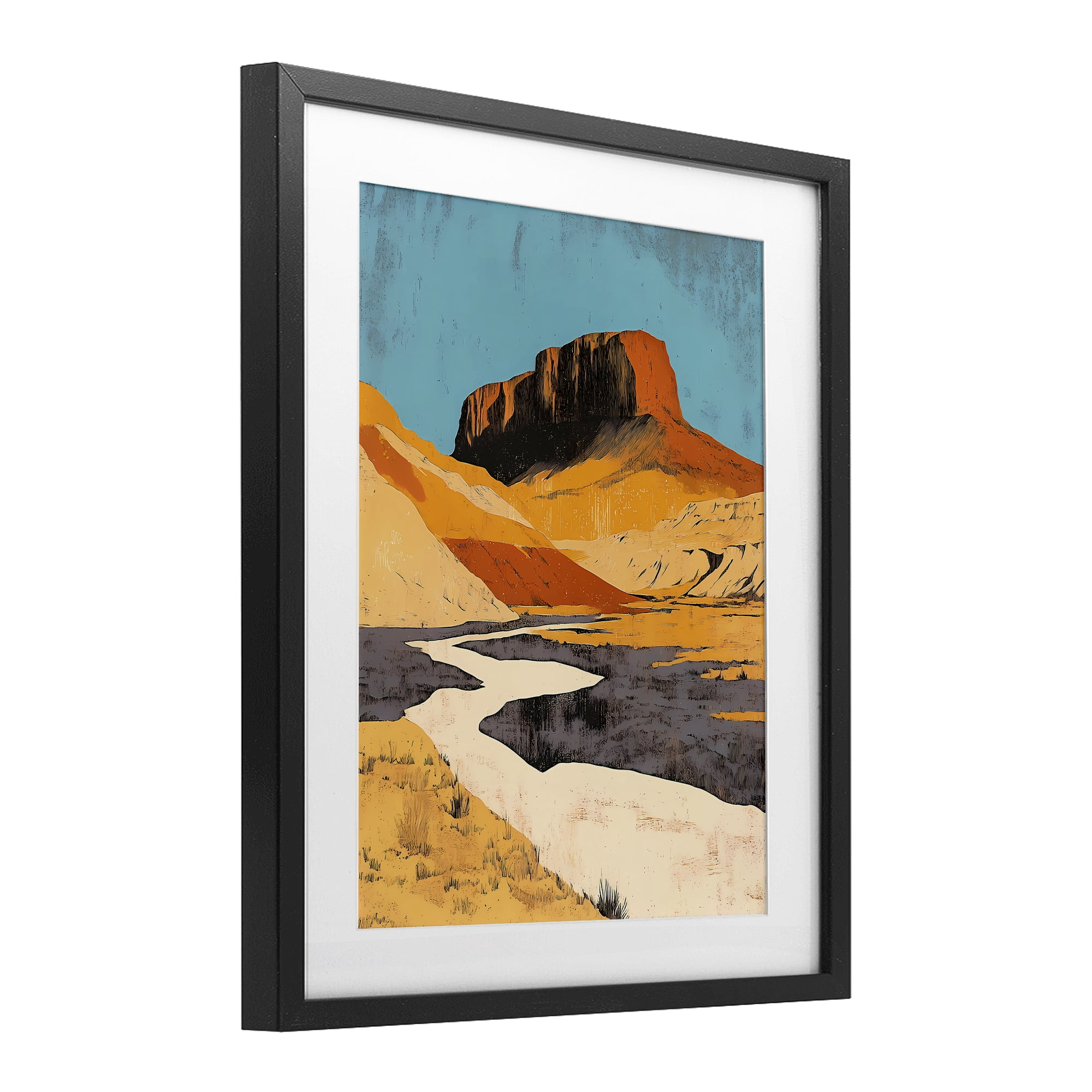 Stupell Industries Vintage Canyon Pass Black Framed Print Under Glass, design by Walker Noble