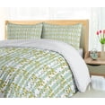 thumbnail image 5 of Ambesonne Abstract Duvet Cover Sets, Geometric Leaves and Trees, 2-King, Almond Green Khaki White, 5 of 7