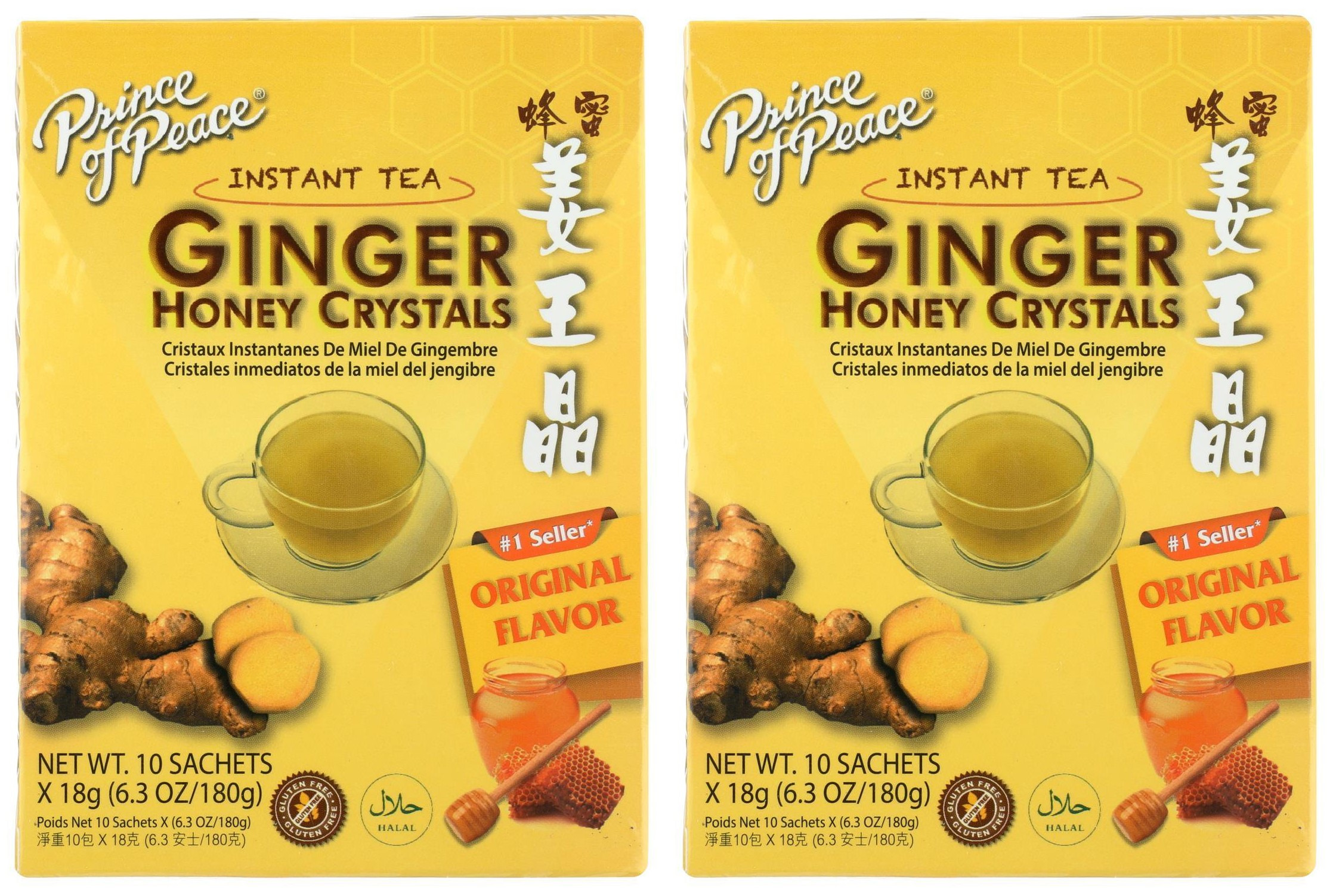 (2 Pack)Prince of Peace Instant Tea Ginger Honey Crystals 10CT Tea