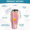 thumbnail image 2 of Yayeee 40oz Stainless Steel Tumbler with Straw and Handle Double-Wall Insulated Travel Water Bottle, Flat Yellow Stars, 2 of 8