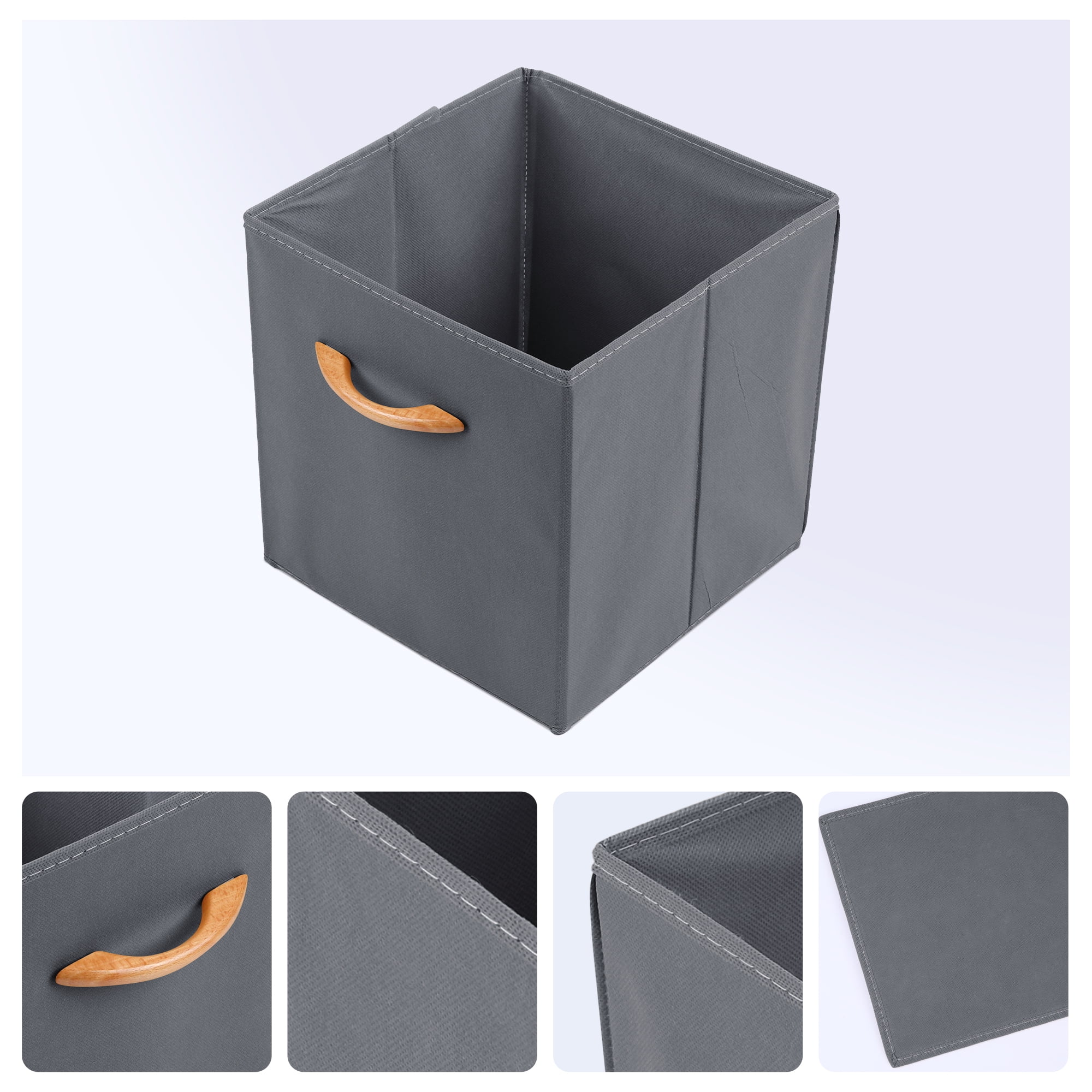 Unique Bargains Set of 3 Fabric Closet Organizers with Handles Gray 11*11*11in
