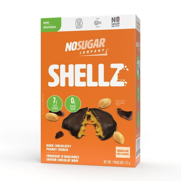 No Sugar, Shellz Croquant d'Arachides Saveur Chocolat Noir, 171 g 171g