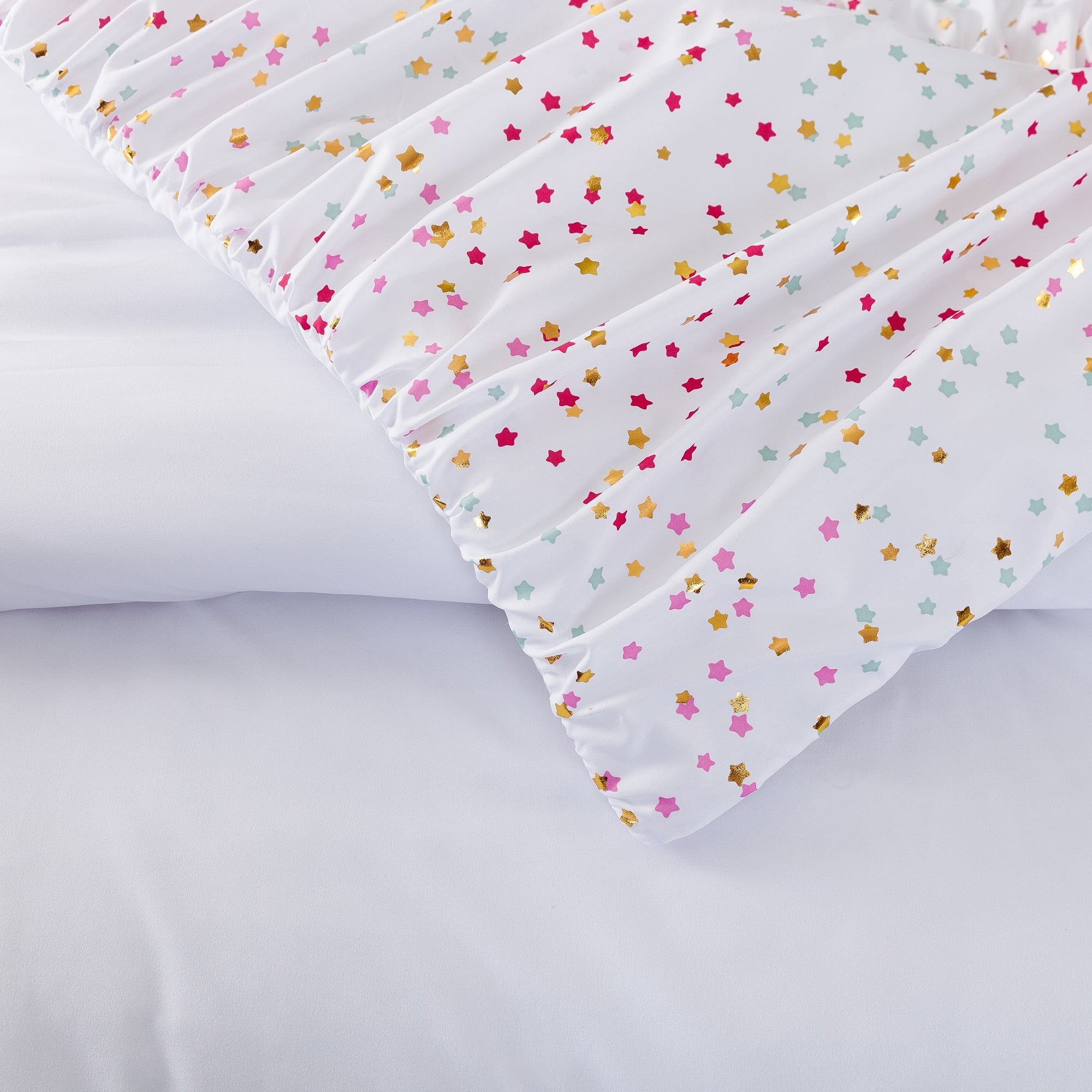 Urban Playground Kids and Teens Iridescent Stars White 3-Piece Comforter Set, Full/Queen