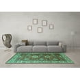 thumbnail image 3 of Ahgly Company Machine Washable Indoor Square Persian Turquoise Blue Traditional Area Rugs, 4' Square, 3 of 4