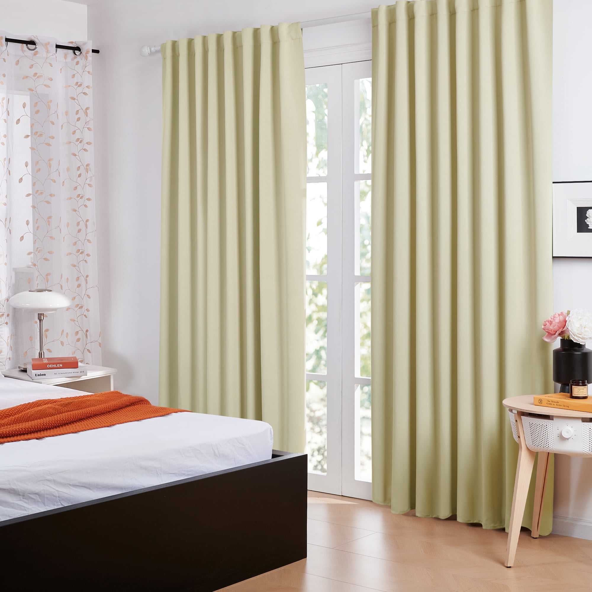 ZOPZO Blackout Curtains 2 Panels Thermal Insulated, Beige, 70W x 63L Inch, Back Tab Drapes for Bedroom and Living Room