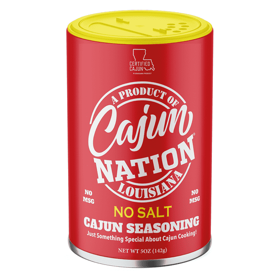 Cajun Nation No Salt Cajun Seasoning, 5 oz – Salt-Free Louisiana Spice Blend – Gluten-Free, No MSG – for Turkey, Gumbo, Jambalaya & Seafood