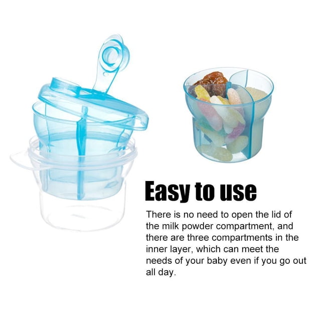 Dispensador de leche en polvo, contenedor de alimentos de 3 secciones, contenedor de almacenamiento de fórmula para bebés, caja de alimentos para viajes al aire libre