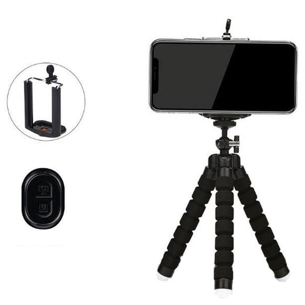 Trípode para teléfono, mini trípode de viaje flexible para teléfono inteligente, cámara deportiva, teléfono móvil, soporte ajustable de 5,5 pulgadas con obturador remoto Bluetooth montado Adepaton LN-0499