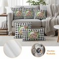 thumbnail image 6 of Easter Rabbit Pillow Covers 2 Pack Spring Green Leaf Plant Colorful Easter Eggs Black Buffalo Plaid Pillowcase Waterproof Outdoor Throw Pillow Cover for Patio Garden Square Cushion 18”x18”, 6 of 9