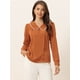 thumbnail image 2 of Blusa De Gasa Casual Con Cuello Peter Pan De Manga Larga Con Botones Decorativos Para Mujer Caramelo XS, 2 of 6