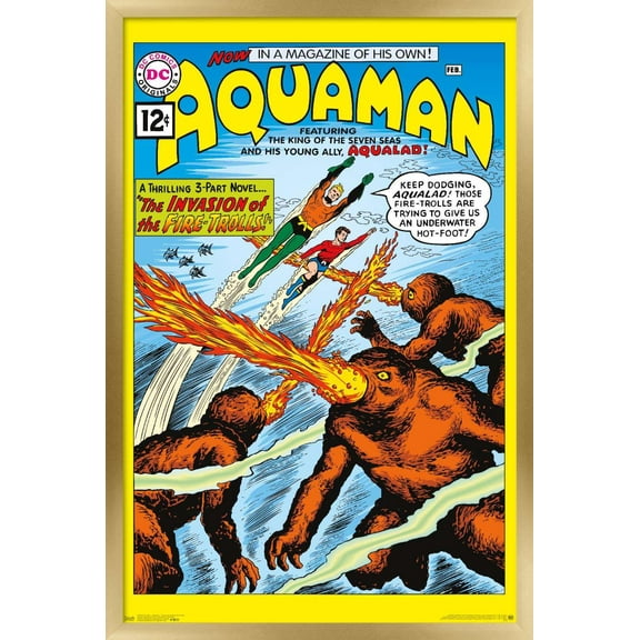 DC Comics - Aquaman - The Invasion of the Fire-Trolls Wall Poster, 22.375" x 34", Framed