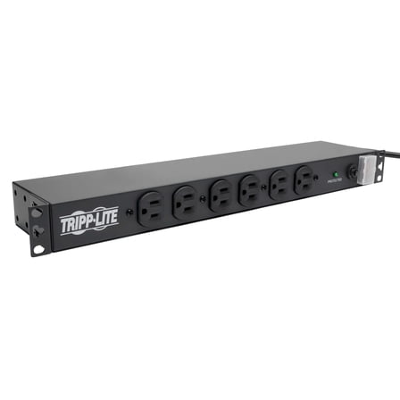 Tripp Lite 14-Outlet Rackmount PDU Surge Protector Power 15A, 120V, 3000 Joules Protection, 15ft Cord with 5-15P Plug, 1U Horizontal Rack Mount, Lifetime Manufacturer's Warranty (DRS-1215) CA3