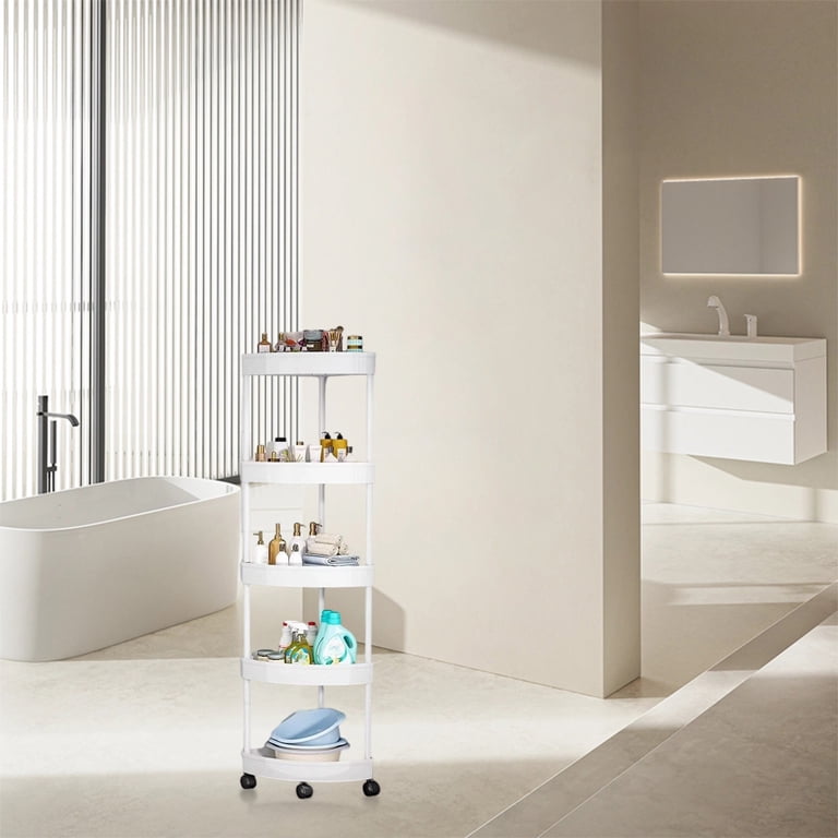 Jpxdew 5-Tier Corner Shelf 13.58x41.34in,Rolling Storage Cart