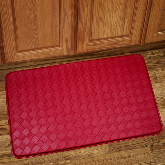Memory Foam Anti Fatigue Kitchen Floor Mat Rug 30 x 18 - Diamond Red