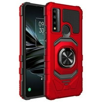 Kaleidio Case For TCL 30 V 5G [Robotic Hybrid] Rugged Shockproof [Ring Stand] Magnetic Armor Impact Cover [Red/Black]