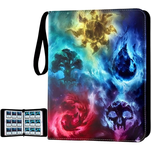 Trading Card Binder,9-Pocket Binder for Trading Cards Holds 720 Cards,Premium Collector Card Album for Standard Cards,Card Collection Folder for MTG,TCG,Yugioh,Game Cards (A-Colorful Patterns)