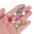 thumbnail image 3 of Uxcell 20PCS 12x20mm Charm de cristal de aleación en forma de lágrima para hacer joyas, para collares, pulseras color azul pavo real, 3 of 6