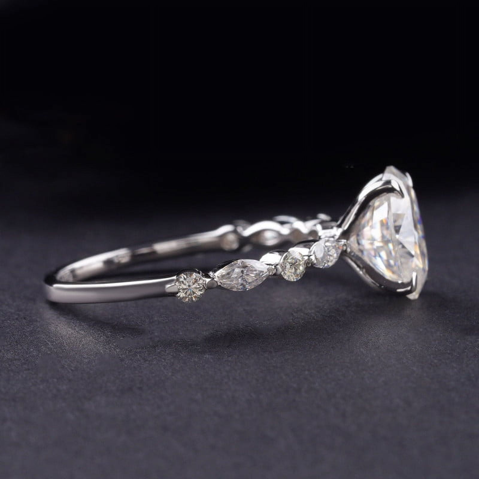 Cora Jewellery 2TCW Oval Moissanite Engagement Ring For Women, 14K White Gold
