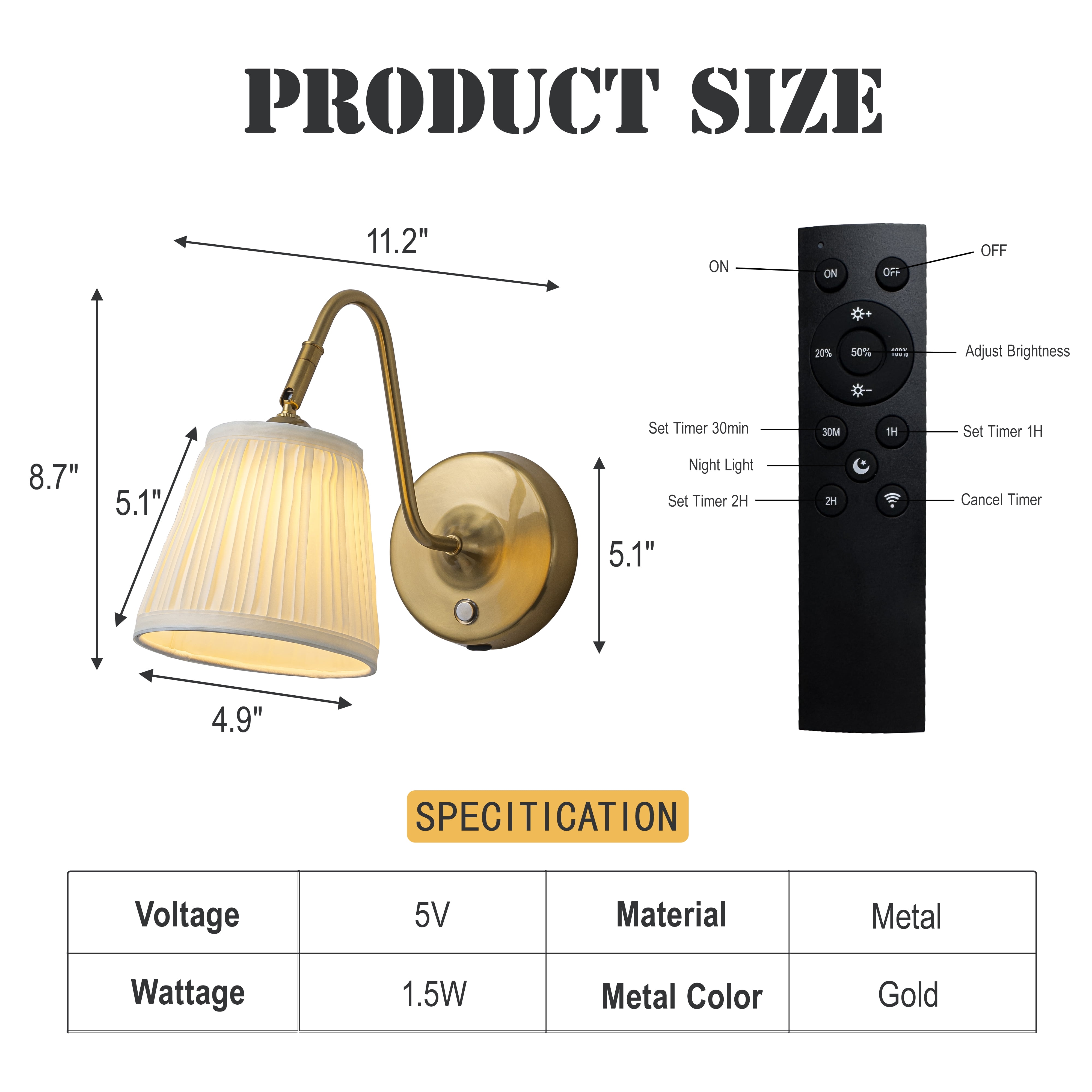 1-Light W6" Vintage Brass Battery Operated Wall Sconces Dimmable Integrated LED Rechargeable Cordless Swing Head Wall Lamp for Bedroom or Corridors