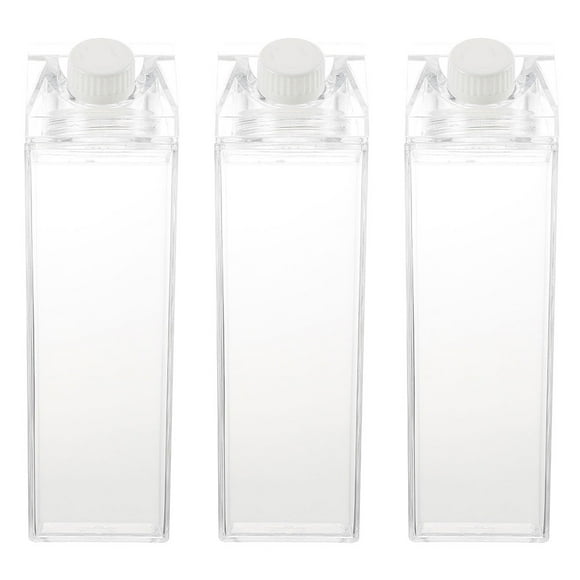 3Pcs Carton Milk Bottles Household Water Bottles Transparent Milk Containers Outdoor Accessory