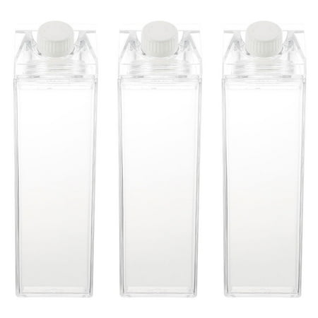 

HOMEMAXS 3Pcs Carton Milk Bottles Household Water Bottles Transparent Milk Containers Outdoor Accessory