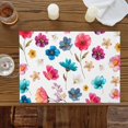thumbnail image 3 of Watercolor Red Pink Blue Flower Placemats Set of 6,Wipeable Washable Table Mats for Dining Tables, Spring Floral Leaves Place Mats for Kitchen Event Party Tabletop Decor, 3 of 9