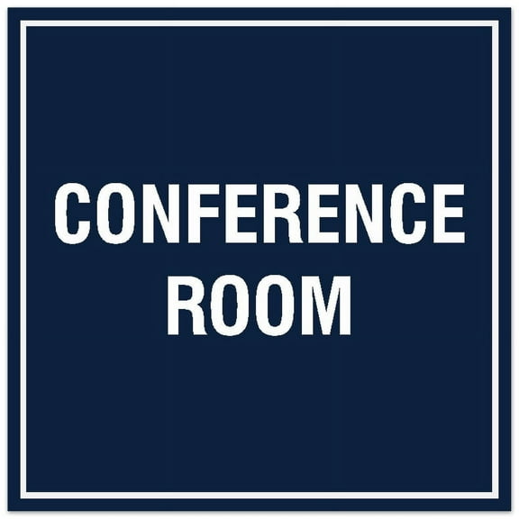 Signs ByLITA Square Conference Room Sign - Easy Installation | Durable Material (Navy Blue / White) - Large