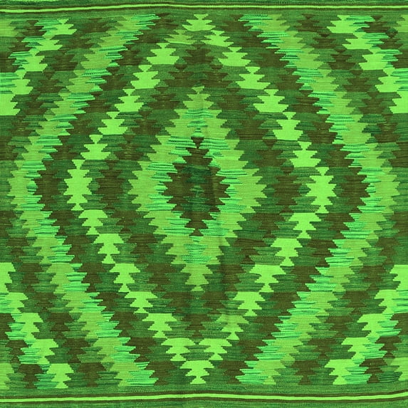 Ahgly Company Indoor Square Southwestern Green Country Area Rugs, 6' Square