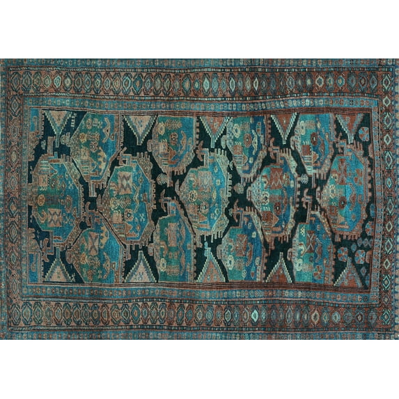 Ahgly Company Indoor Rectangle Persian Light Blue Traditional Area Rugs, 8' x 12'