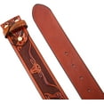 thumbnail image 3 of STARBRILLIANT Classic Western Bull Head Design Leather Snap On Belt Mens Womens-NO BUCKLE, 3 of 6