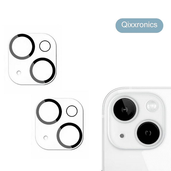 2-PACK Qixxronics for iPhone 15 Camera Lens Protector Tempered Glass Clear