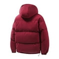 thumbnail image 4 of qucoqpe Winter Coats Men's Solid Color Thick Warm Long Sleeved Hooded Zipper Cardigan Jacket, 4 of 5