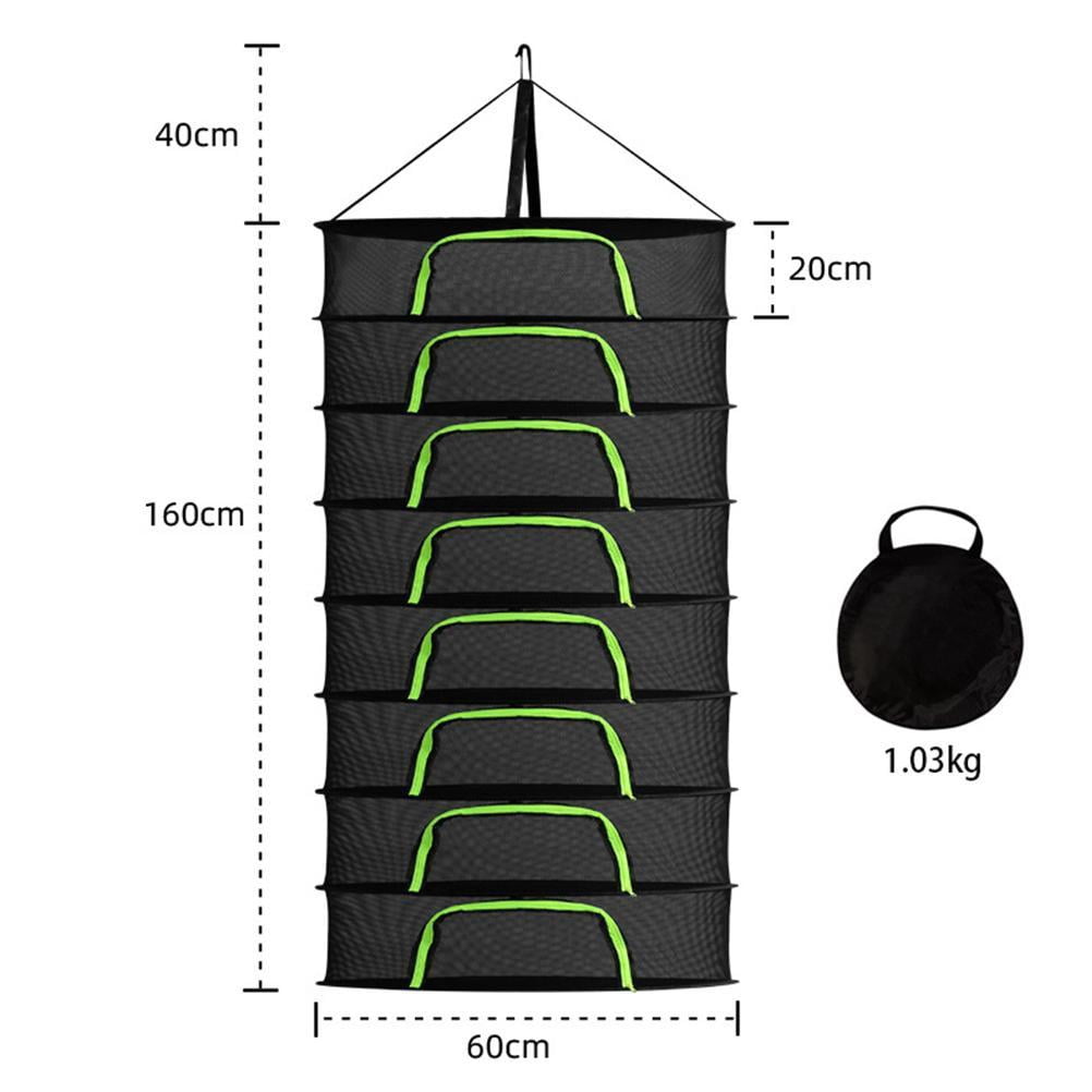 6 Couches Séchoir à Herbes, filet sec en maille suspendue de 2 pieds avec fermetures éclair vertes et crochet en prime