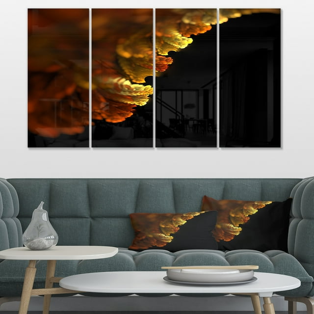 Abstract Yellow Flower on Black - Extra Large Floral Wall Art